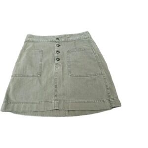 GAP Khaki Green Utility‎ A-Line Skirt Women's Size 6 Button Front Pockets Cotton